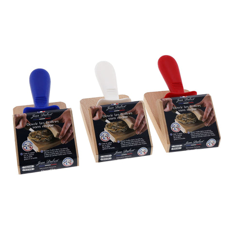 Jean Dubost French Oyster Knife with Plastic Handle and Wood Holder