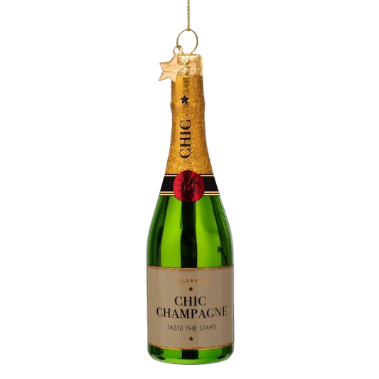 Vondels Luxury Champagne Bottle glass Christmas tree ornament, 14 cm