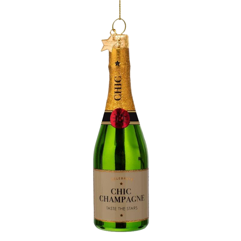 Vondels Luxury Champagne Bottle Glass Ornament – 14 cm