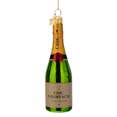 Vondels Luxury Champagne Bottle Glass Ornament – 14 cm