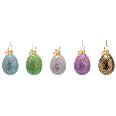 Easter Tree Hanging Ornament Multi-Coloured Glass Egg (Set of 5)