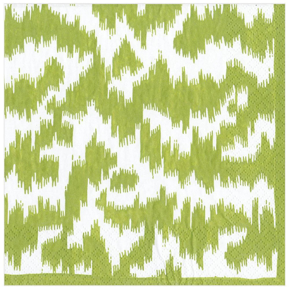 Caspari Cocktail Napkin Green Modern Moire, triple-ply paper napkins