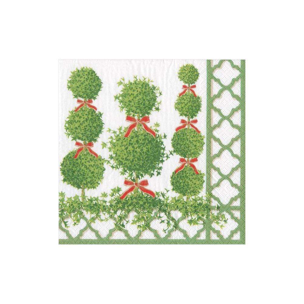 Caspari Topiaries Green Border Napkin
