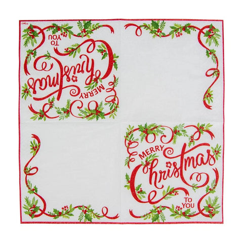 Caspari Merry Christmas To You Cocktail Napkin