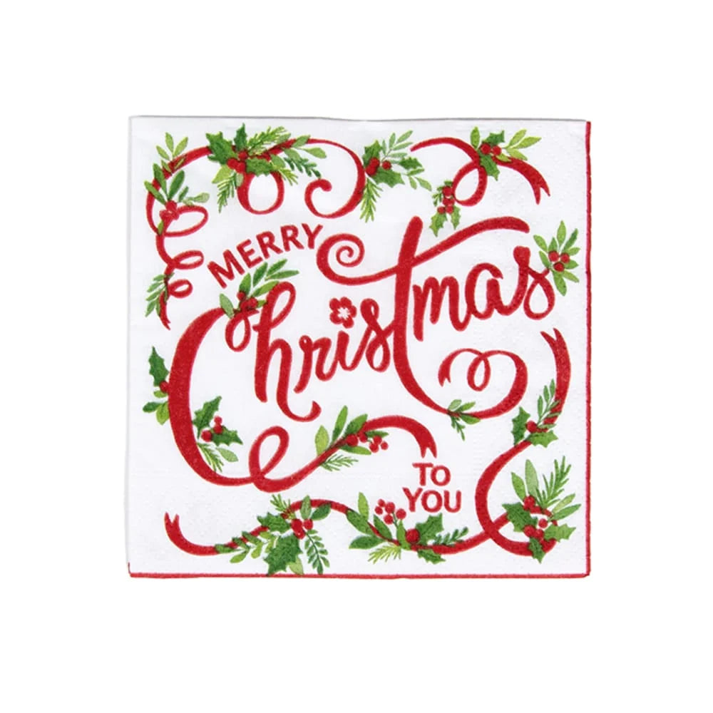 Caspari Merry Christmas To You Cocktail Napkin
