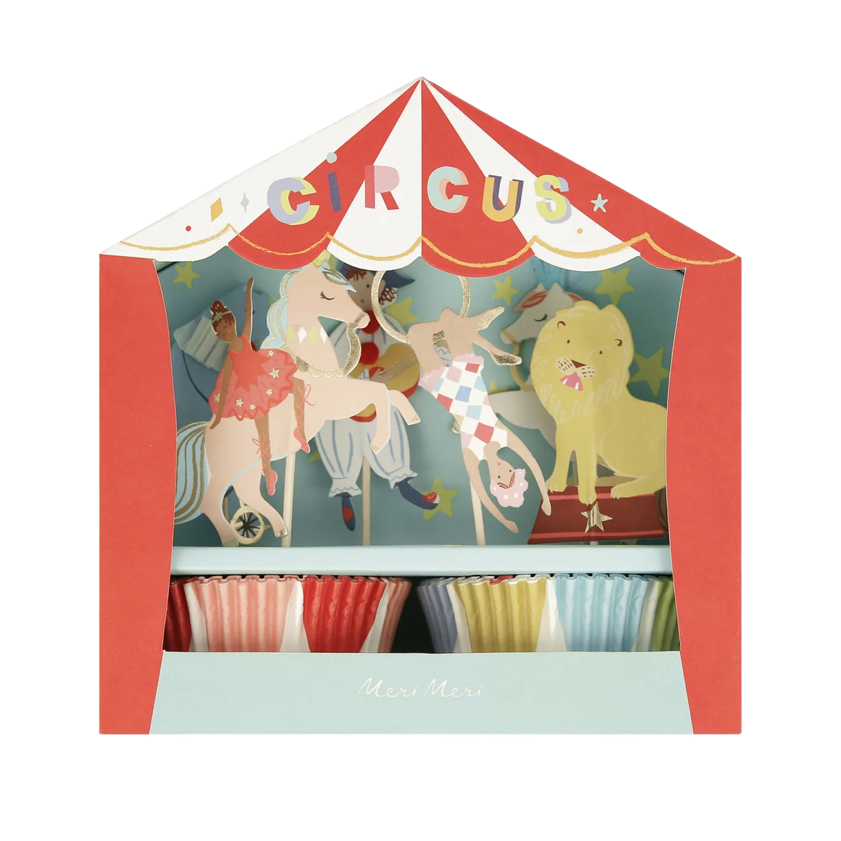 Circus Cupcake Kit with toppers and cupcake cases