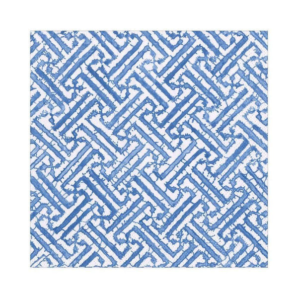 Cocktail Napkin Blue Fretwork
