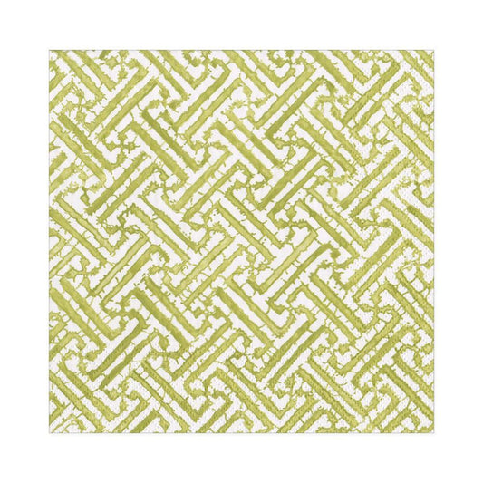 Caspari Cocktail Napkin Mossgreen Fretwork