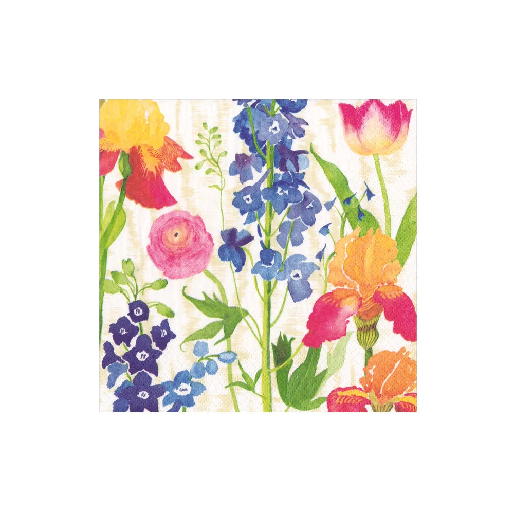Caspari Summer Garden White Napkin