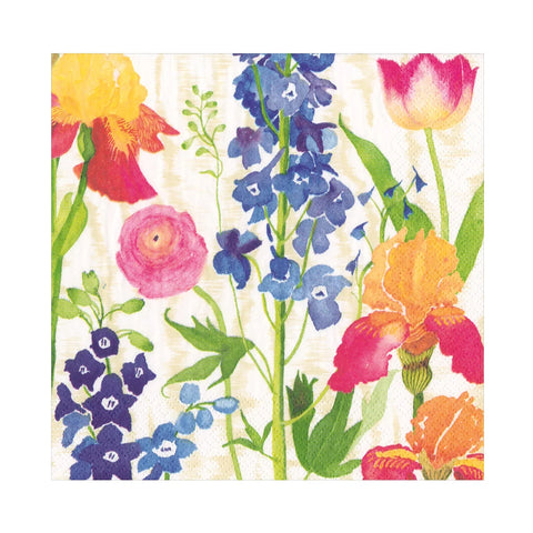 Caspari Summer Garden White Napkin