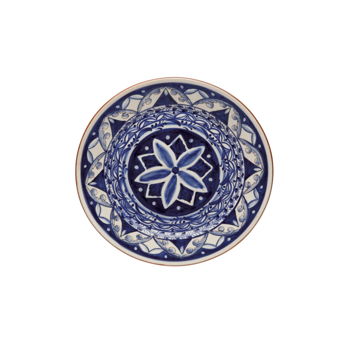 Costa Nova Casafina Alentejo Terracota salad plate 23cm, hand-painted terracotta in blue and white