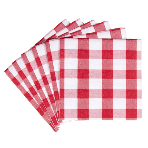 Caspari Gingham Red Napkin