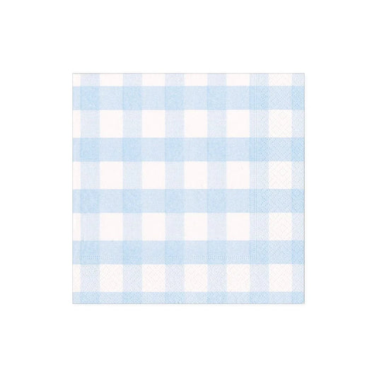 Caspari Cocktail Napkin Lightblue Gingham