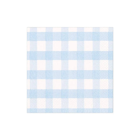 Cocktail Napkin Lightblue Gingham