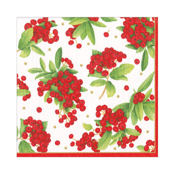 Caspari Lunch Napkin Red Christmas Berry