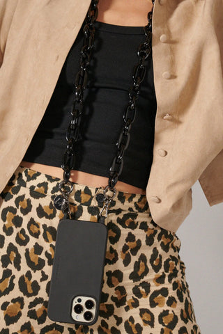 Black Amber Long Phone Chain 120cm