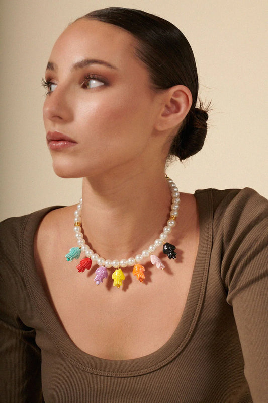 La Coque Francaise Doris White Jewelry Necklace 40cm
