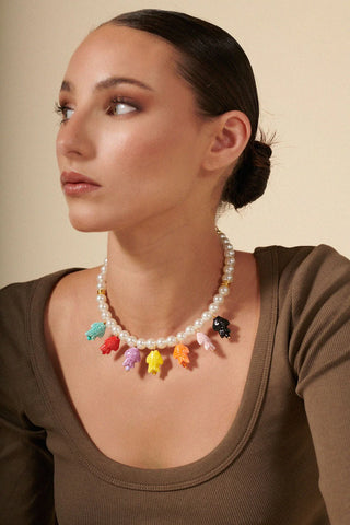 La Coque Francaise Doris White Jewelry Necklace 40cm
