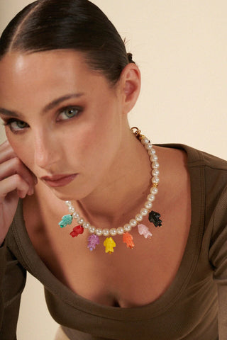 La Coque Francaise Doris White Jewelry Necklace 40cm
