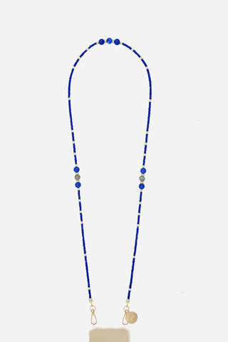 Iris Blue Pearls Long Phone Chain 120cm