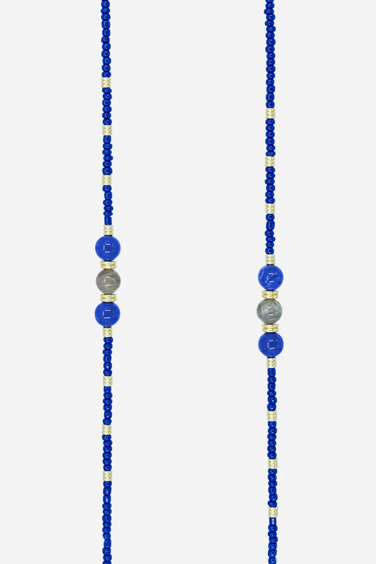 Iris Blue Pearls Long Phone Chain 120cm