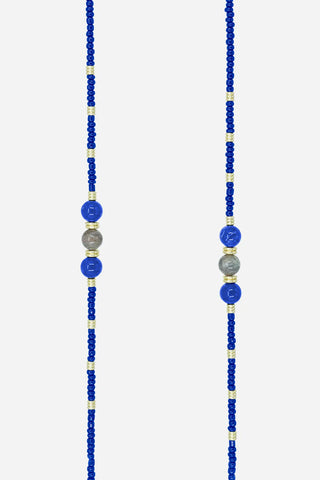 Iris Blue Pearls Long Phone Chain 120cm