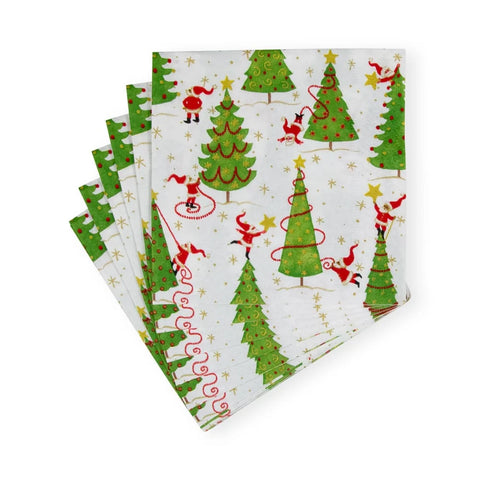 Caspari Twirling Santas Napkin