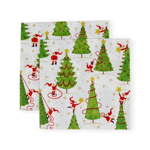 Caspari Twirling Santas Napkin