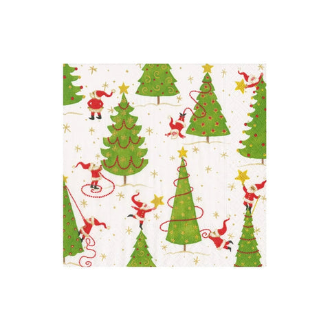 Caspari Twirling Santas Napkin