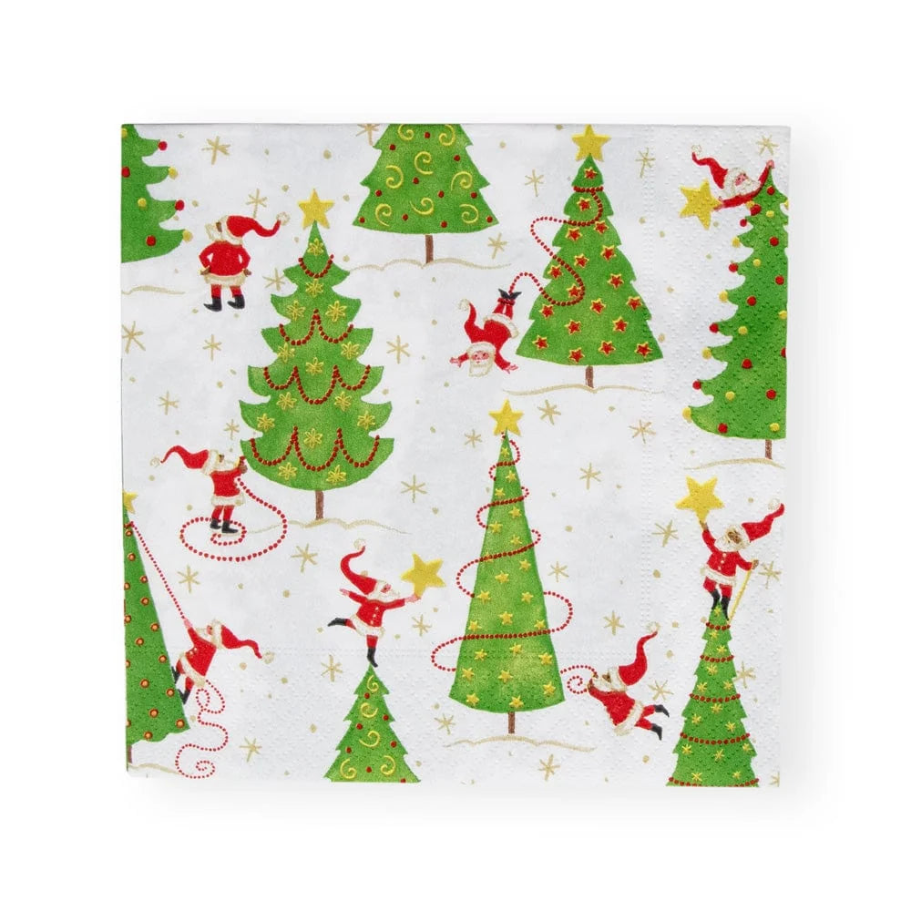 Caspari Twirling Santas Napkin