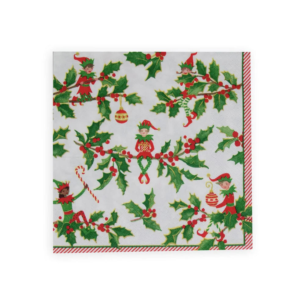 Caspari Lunch Napkin Jingle Elves
