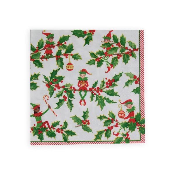 Caspari Lunch Napkin Jingle Elves