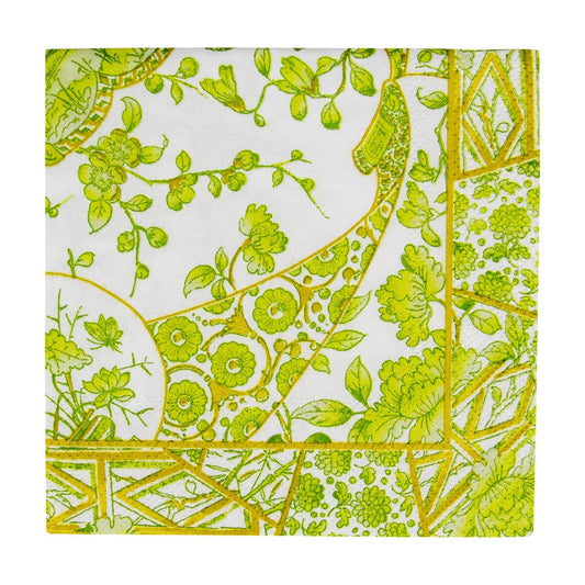 Caspari Lunch Napkin Gilded Porcelain Chartreuse