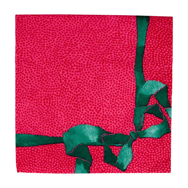 Caspari Lunch Napkin Tied With A Bow Red & Spruce