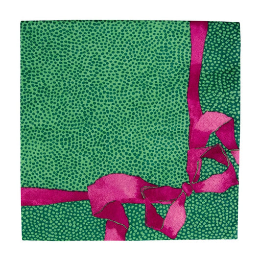 Caspari Lunch Napkin Tied With A Bow Green & Plum