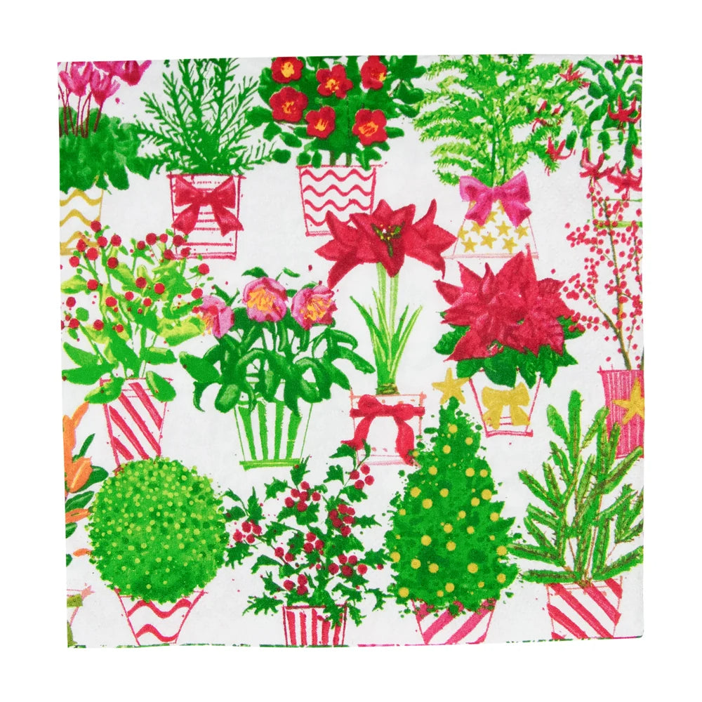 Caspari Christmas Flower Market Luncheon Napkin