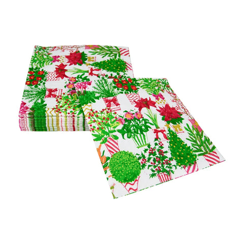 Caspari Christmas Flower Market Luncheon Napkin