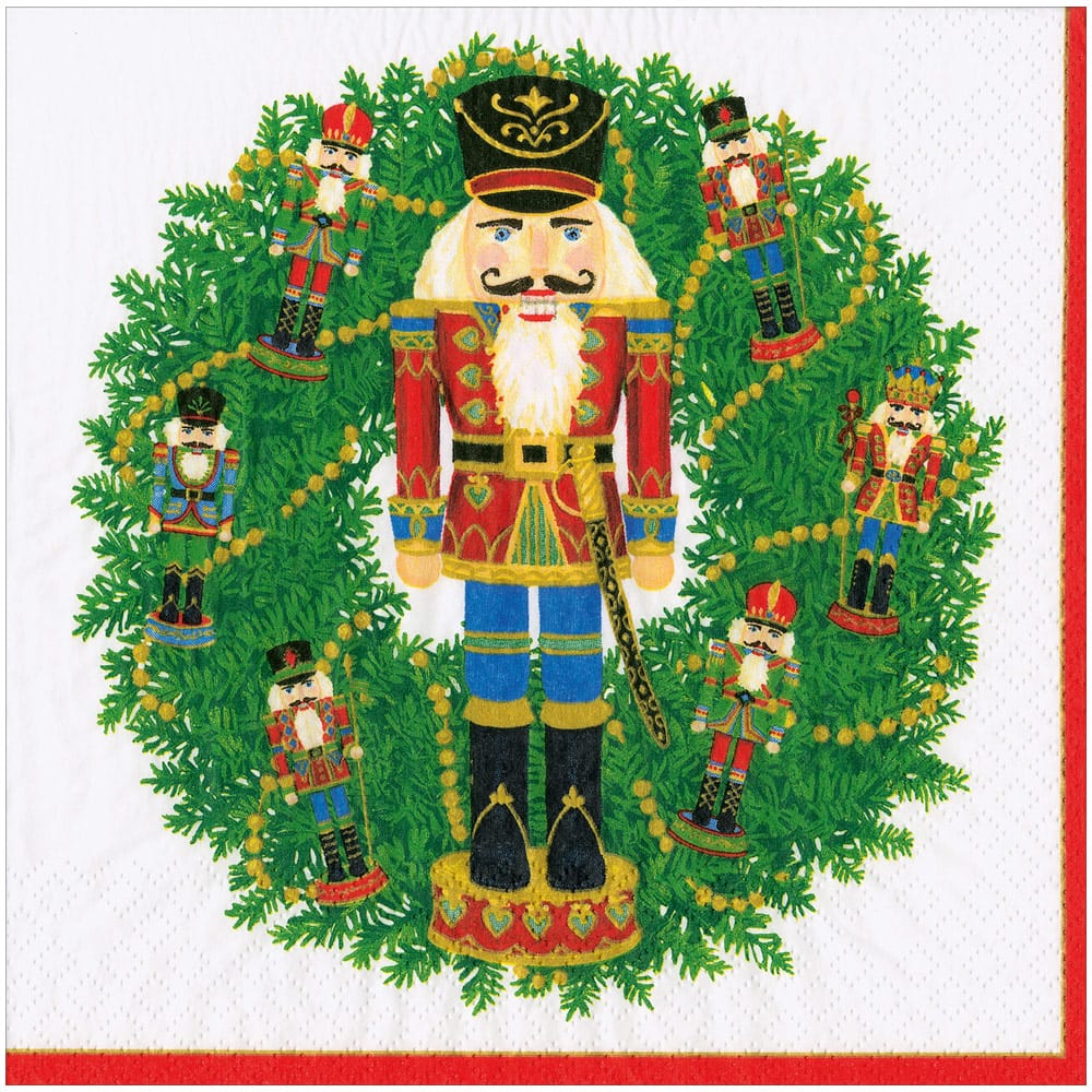 Caspari Nutcracker Wreath Dinner Napkin