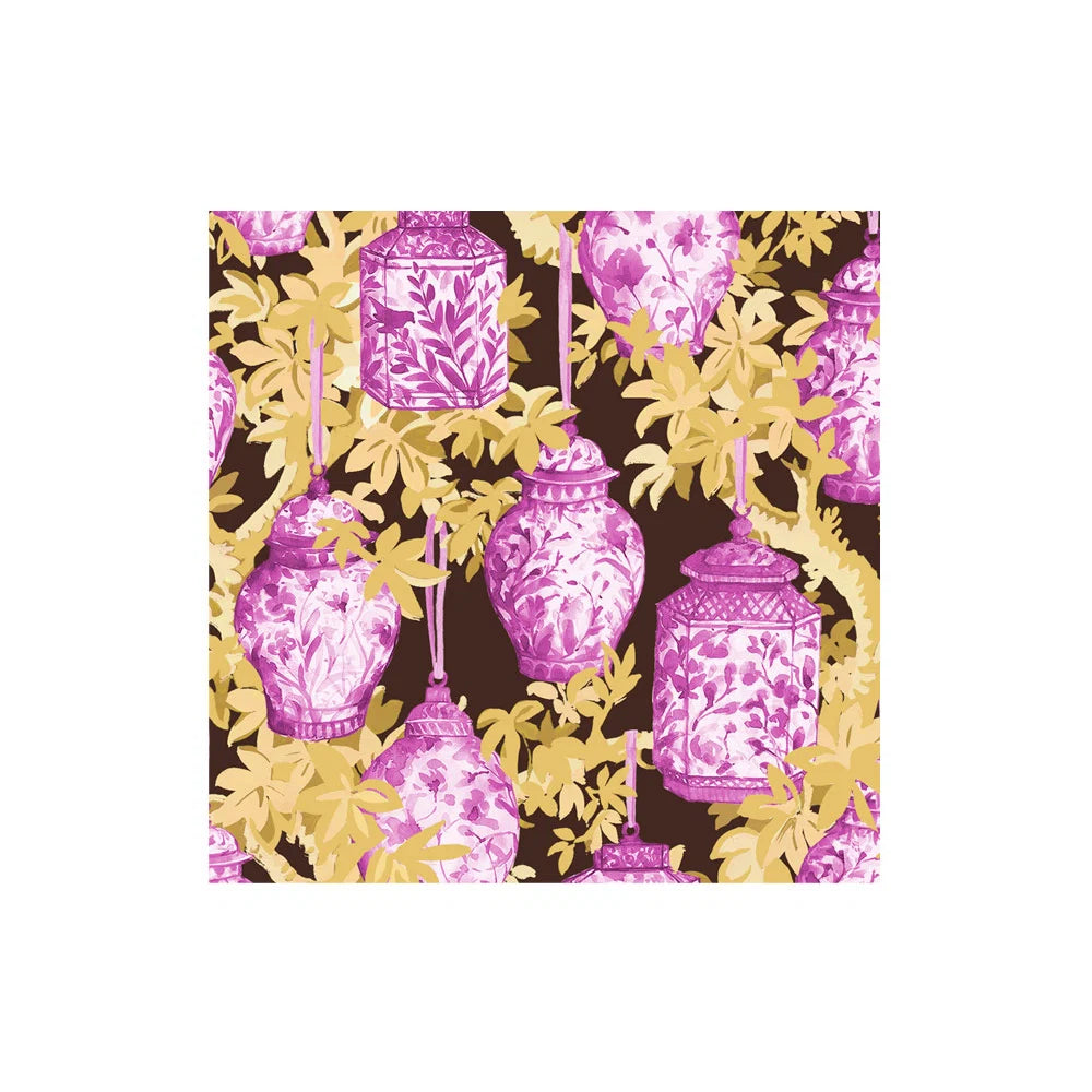 Caspari Ginger Jars Plum/Chocolate Napkin