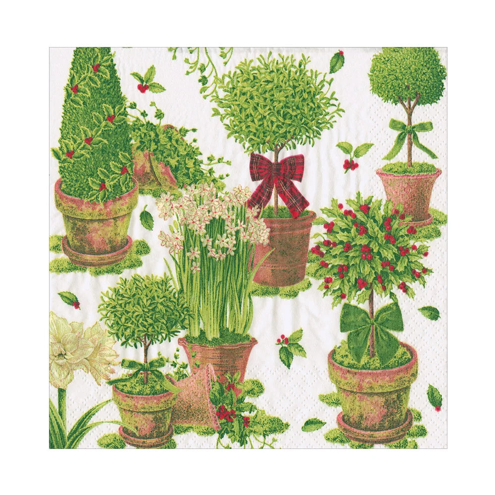 Caspari Winter Topiaries Napkin