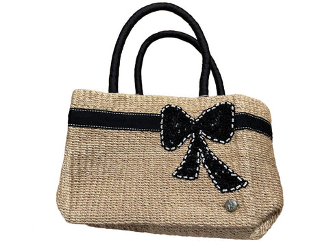 House of AnLi Ribbon Boxy Natural Woven Bag