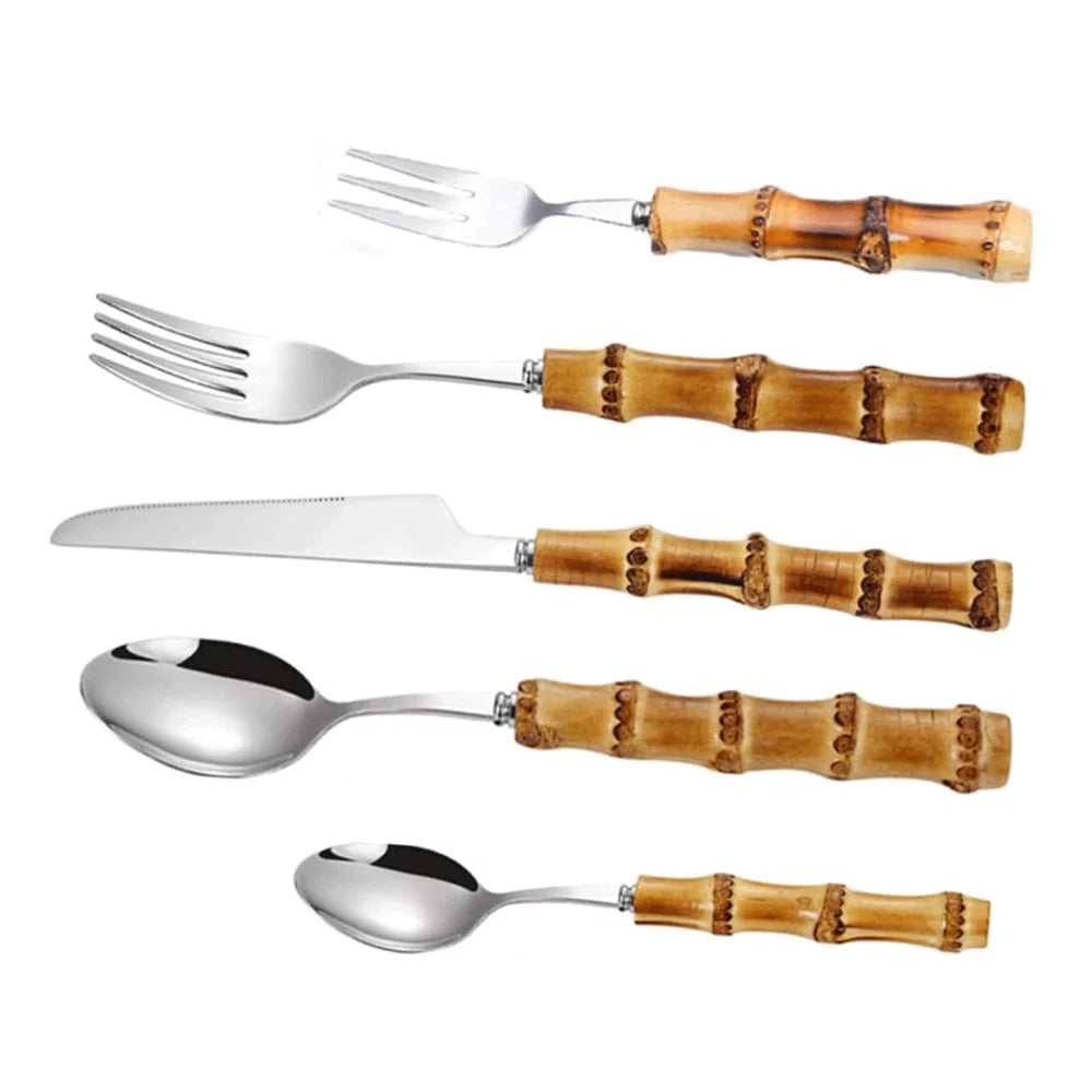 Jean Dubost bamboo flatware set of 5