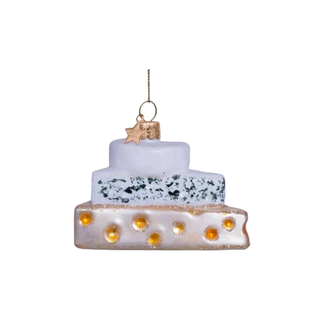 Vondels glass Christmas tree hanging ornament, Triple Cheese, 5.5cm