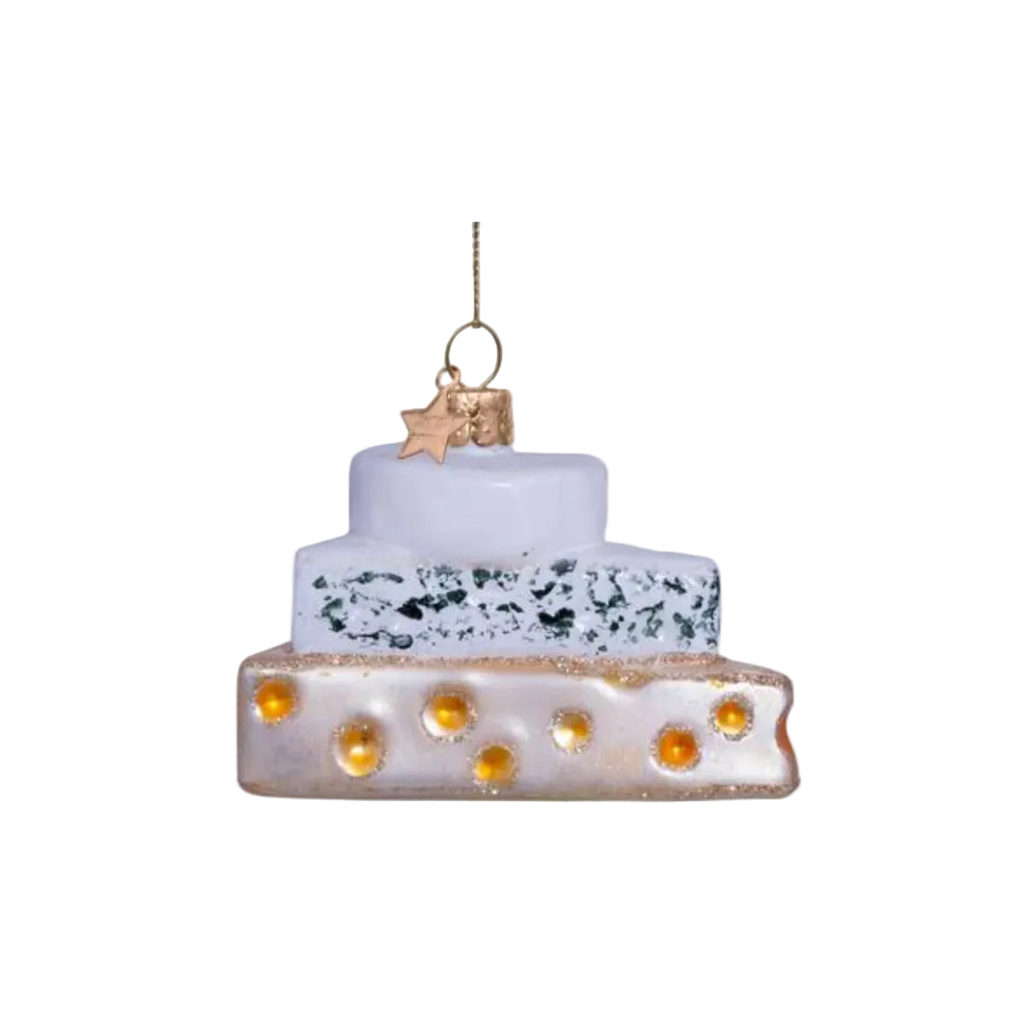 Christmas Tree Hanging Ornament Glass Triple Cheese - 5.5cm