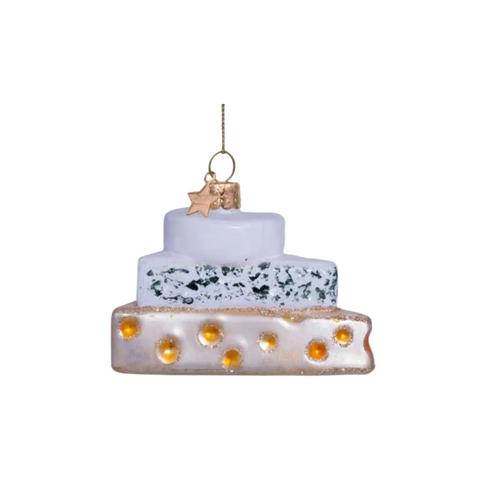 Christmas Tree Hanging Ornament Glass Triple Cheese - 5.5cm