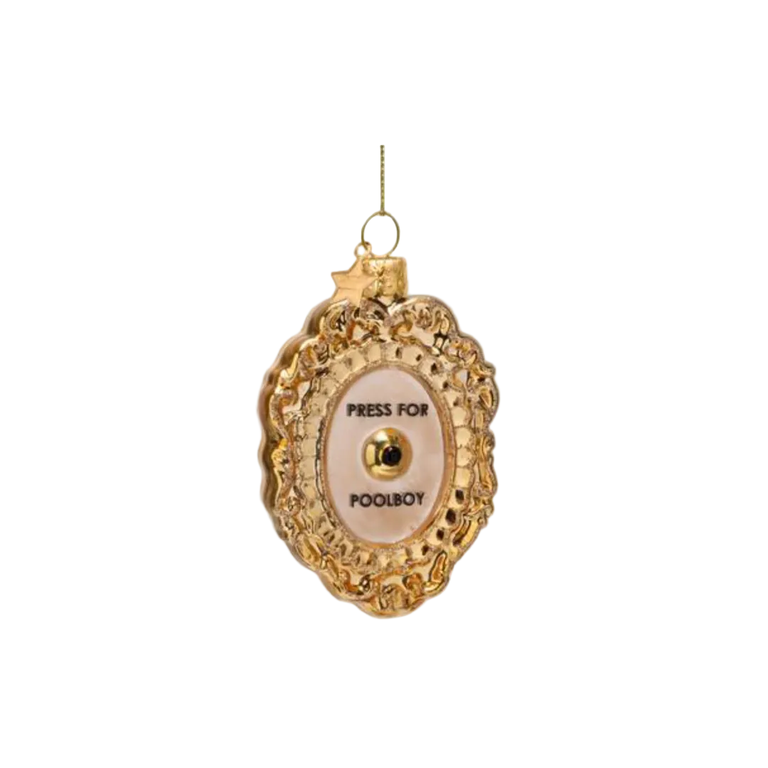 Vondels glass Christmas tree hanging ornament, Gold Press For Poolboy Button, 9cm