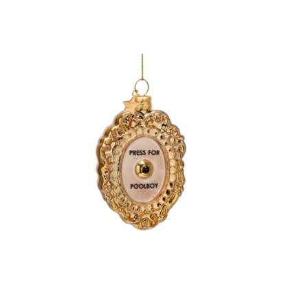Vondels glass Christmas tree hanging ornament, Gold Press For Poolboy Button, 9cm