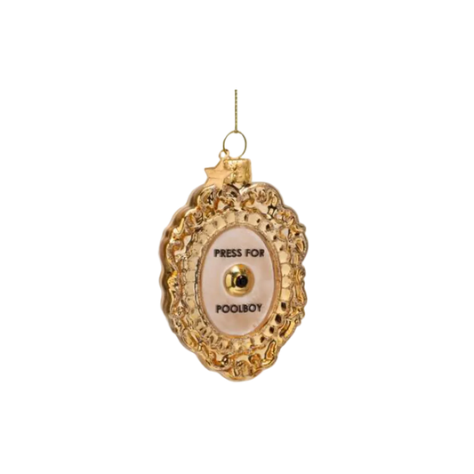 Vondels glass Christmas tree hanging ornament, Gold Press For Poolboy Button, 9cm