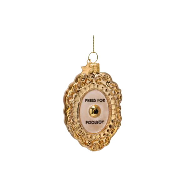 Christmas Tree Hanging Ornament Glass Shiny Gold Press For Poolboy Button - 9cm