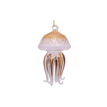 Christmas Tree Hanging Ornament Glass Gold/Diamonds Sea Creature - 11cm